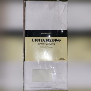 NEW Utopia Bedding Cotton Dinner Napkins Pk of 12 Hotel Quality 18x18", White